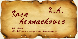 Kosa Atanacković vizit kartica